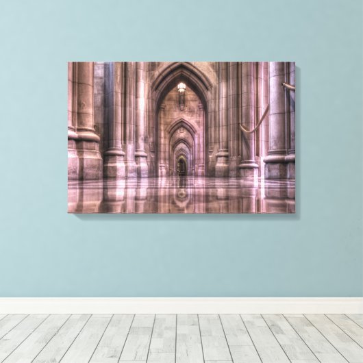Washington National Cathedral Reflection Canvas Afdruk (Insitu (Houten vloer))