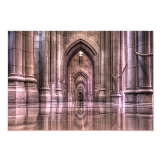 Washington National Cathedral Reflection Foto Afdruk (Voorkant)