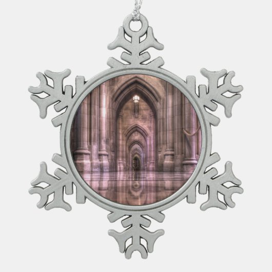 Washington National Cathedral Reflection Tin Sneeuwvlok Ornament (Voorkant)