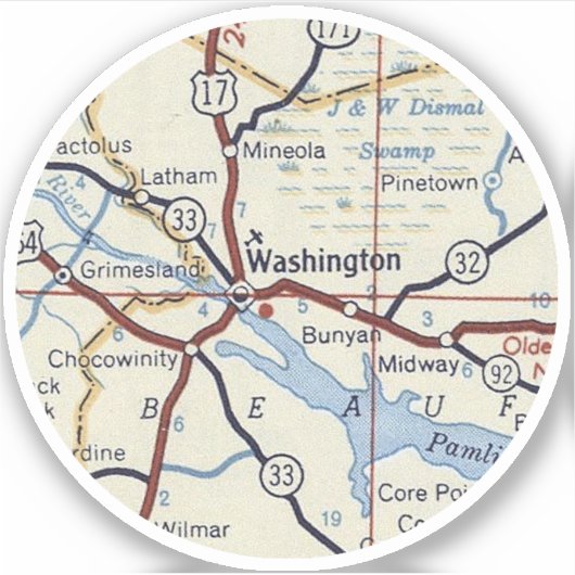 Washington North Carolina Map Sticker (Voorkant)