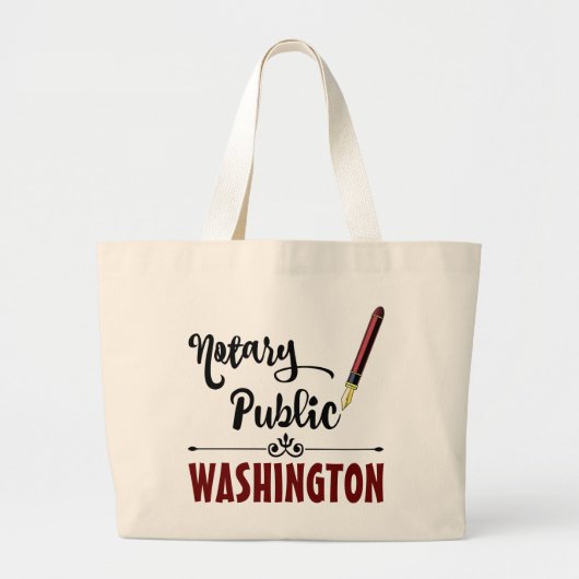 Washington notaris Public Ink Pen Grote Tote Bag (Voorkant)