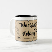 Washington Notarl Public Scroll Feather Quill Tweekleurige Koffiemok (Voorkant links)