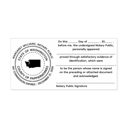 Washington Notary publieke erkenningsstempel Zelfinktende Stempel (Design)