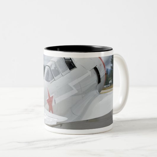 Washington, Olympia, militaire vliegshow. 6 Tweekleurige Koffiemok (Voorkant rechts)