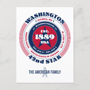 Washington, Olympia, WA, Patriottisch, Monogram Briefkaart