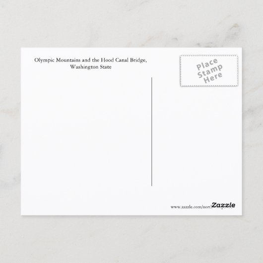 Washington Olympic Mountains en Hood Canal Reizen Briefkaart (Achterkant)