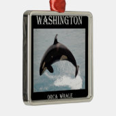 Washington Orca Whale Metalen Ornament (Rechts)
