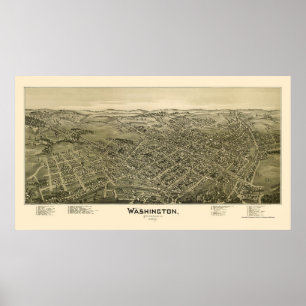 Washington, PA Panorama Kaart - 1897 Poster