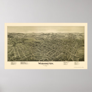 Washington, PA Panorama Kaart - 1897 Poster