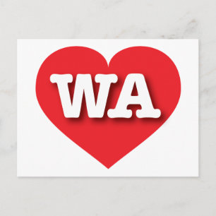 Washington Red Heart - Ik hou van WA Briefkaart