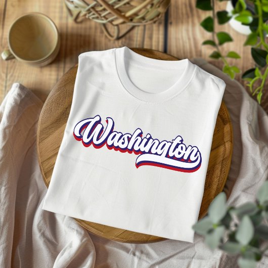 Washington Red White & Blue Vintage Script T-Shirt