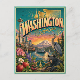 Washington Retro Reis Souvenir Ansichtkaart Briefkaart