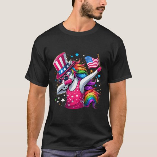 Washington Ridder Haai Grappig 4 Juli Amerikaanse T-shirt (Voorkant)