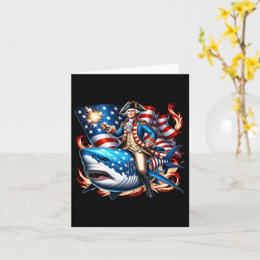 Washington Riding Shark Funny 4 juli Amerikaanse F Kaart (Gele Bloem)