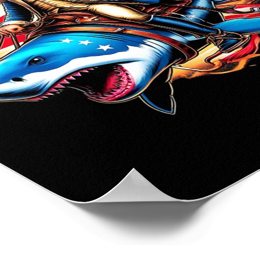 Washington Riding Shark Funny 4 juli Amerikaanse F Poster (Hoek)