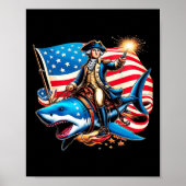 Washington Riding Shark Funny 4 juli Amerikaanse F Poster (Voorkant)