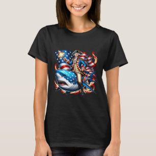 Washington Riding Shark Funny 4 juli Amerikaanse F T-shirt
