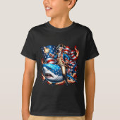 Washington Riding Shark Funny 4 juli Amerikaanse F T-shirt (Voorkant)