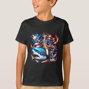 Washington Riding Shark Funny 4 juli Amerikaanse F T-shirt