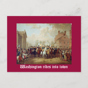 Washington rijdt de stad in briefkaart