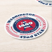 Washington rood wit blauw typografie ronde kartonnen onderzetter (Gebogen)