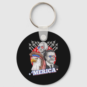 Washington Roosevelt Bald Eagle 4 juli Patrio Sleutelhanger