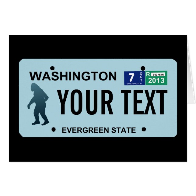 Washington Sasquatch License Bord (Voorkant Horizontaal)