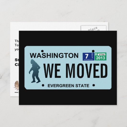 Washington Sasquatch License Bord Aankondigingskaart (Voorkant / Achterkant)
