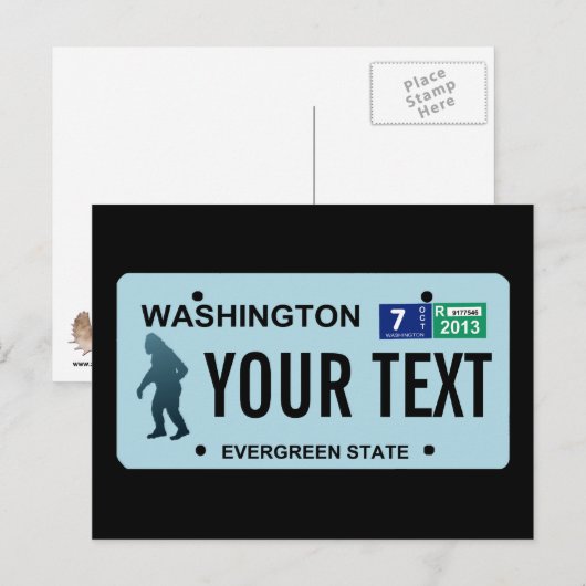 Washington Sasquatch License Bord Briefkaart (Voorkant / Achterkant)