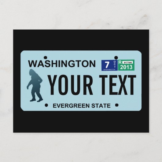 Washington Sasquatch License Bord Briefkaart (Voorkant)