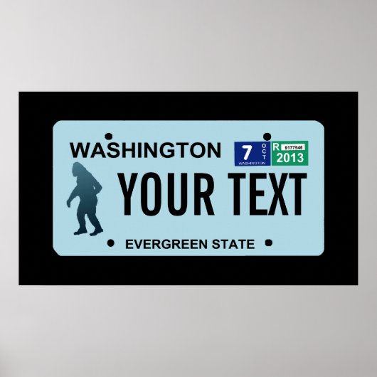 Washington Sasquatch License Bord Poster (Voorkant)