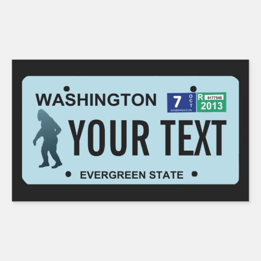 Washington Sasquatch License Bord Rechthoekige Sticker (Voorkant)