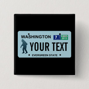 Washington Sasquatch License Bord Vierkante Button 5,1 Cm