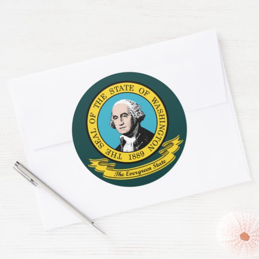 Washington Seal Ronde Sticker (Envelop)