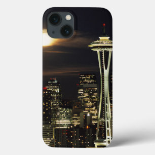Washington, Seattle, Silhouet bij nacht vanaf Kerr iPhone 13 Hoesje