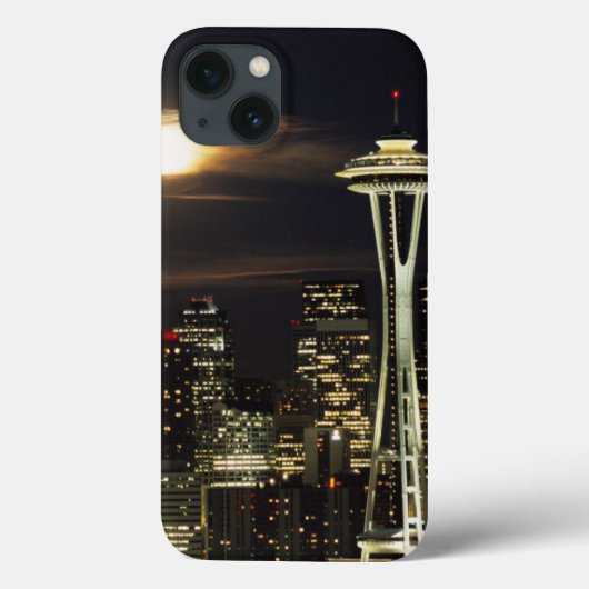 Washington, Seattle, Silhouet bij nacht vanaf Kerr Case-Mate iPhone Case (Achterkant)