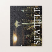 Washington, Seattle, Silhouet bij nacht vanaf Kerr Legpuzzel (Verticaal)