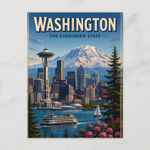 Washington Seattle Silhouette Berg Waterfront Briefkaart