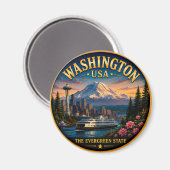 Washington Seattle Silhouette Ontsnapping 🟡 Magneet (Voorkant / Achterkant)