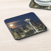 Washington, Seattle, Skyline 's nachts van Kerry 1 Bier Onderzetter (Linkerzijde)