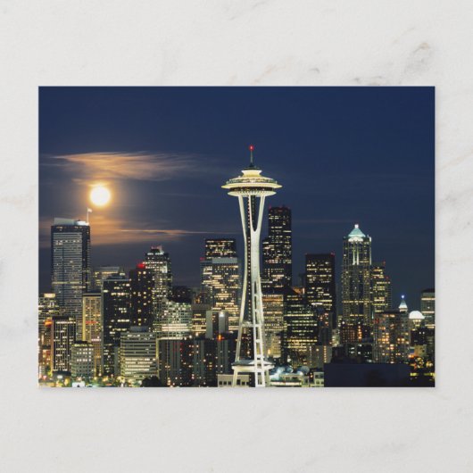 Washington, Seattle, Skyline 's nachts van Kerry 1 Briefkaart (Voorkant)