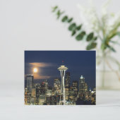 Washington, Seattle, Skyline 's nachts van Kerry 1 Briefkaart (Staand voorkant)