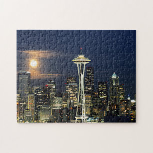 Washington, Seattle, Skyline 's nachts van Kerry 1 Legpuzzel