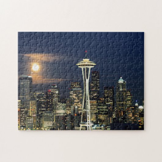 Washington, Seattle, Skyline 's nachts van Kerry 1 Legpuzzel (Horizontaal)