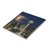 Washington, Seattle, Skyline 's nachts van Kerry 1 Tegeltje (Zijkant)