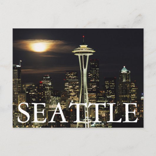 Washington, Seattle, Skyline 's nachts van Kerry 2 Briefkaart (Voorkant)