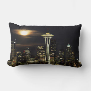 Washington, Seattle, Skyline 's nachts van Kerry 2 Kussen