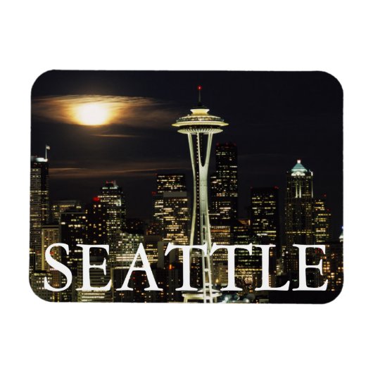 Washington, Seattle, Skyline 's nachts van Kerry 2 Magneet (Horizontaal)