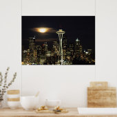 Washington, Seattle, Skyline 's nachts van Kerry 2 Poster (Keuken)