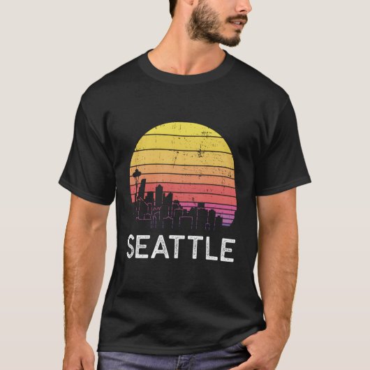 Washington Seattle Skyline Urban Buildings T-shirt (Voorkant)